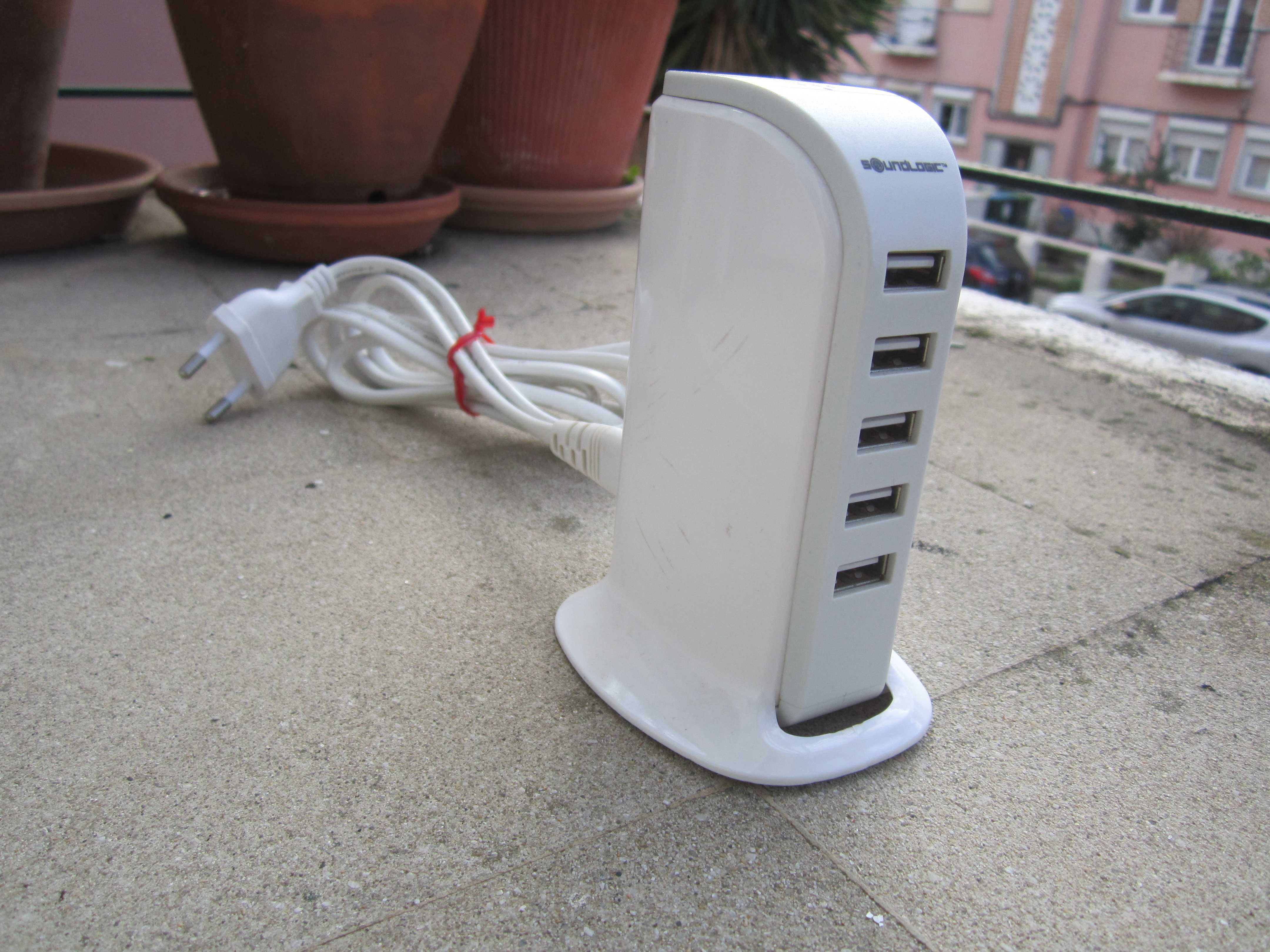 Torre 5 portas usb com cabo de 1 metro soundlogic