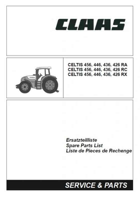 Katalog części Claas CELTIS 456, 446, 436, 426