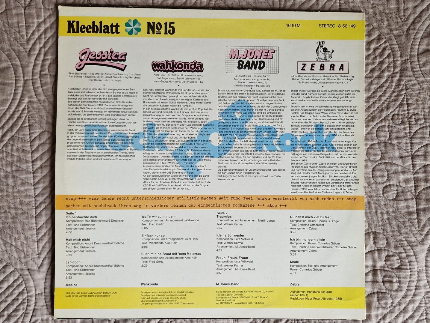 Rock Pop Kllebllat nr 15. Winyl. NM. Amiga DDR