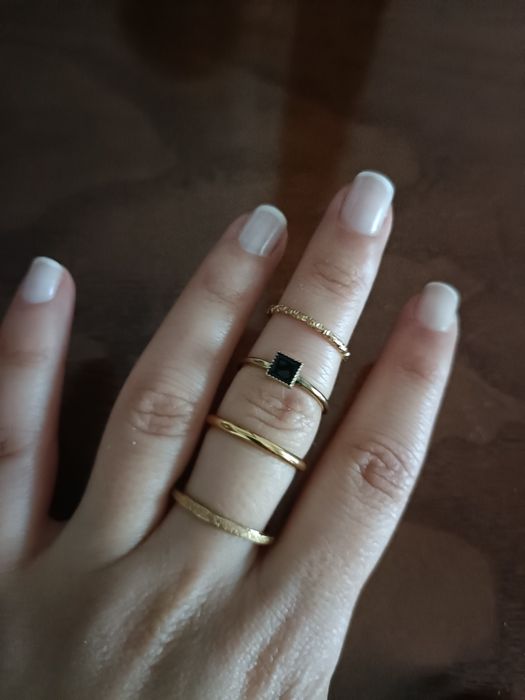 Conjunto 4 anéis novos dourados em aço