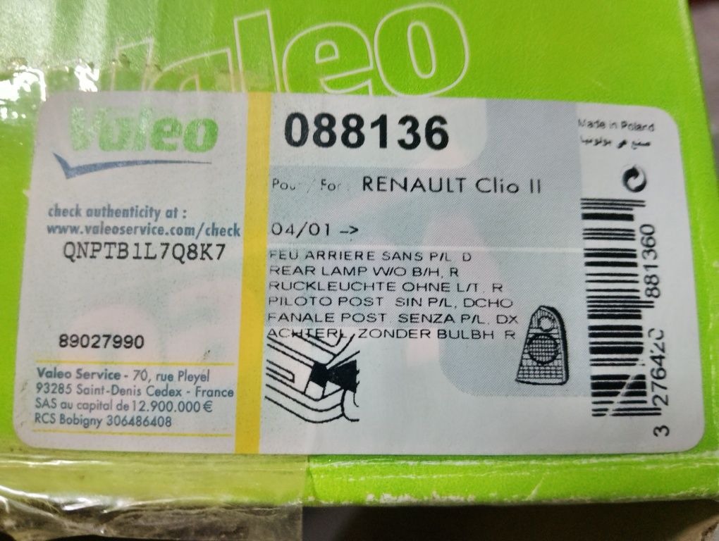 Farolim Renault Clio ll