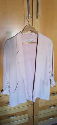 Blazer cor de rosa claro pastel mangas enrugadas