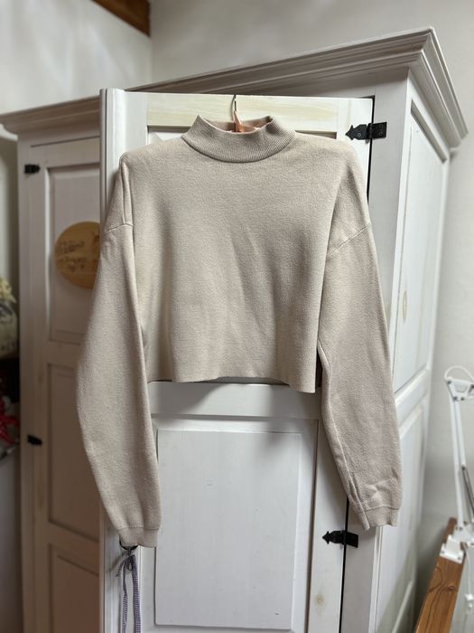Sweter 3/4 Bershka beżowy S
