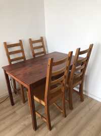 DREWNO Stół + 4 krzesła
