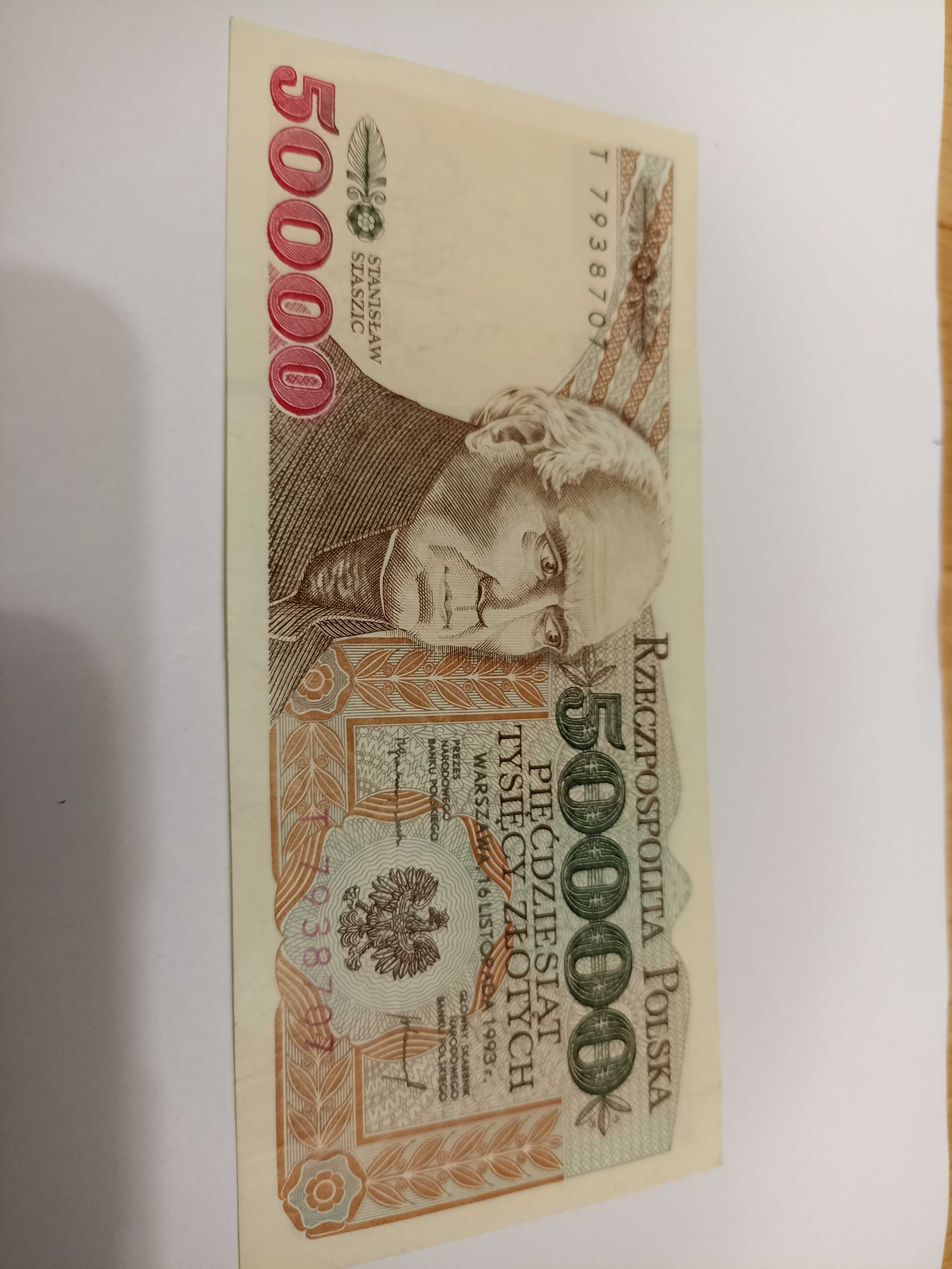 Banknot 50.000 zl rok 1993 seria T