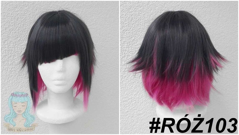 Twisted Wonderland Lilia Van Rouge czarna różowa peruka wig cosplay