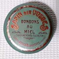 Caixa de metal antiga de rebuçados de mel (vazia), marca francesa