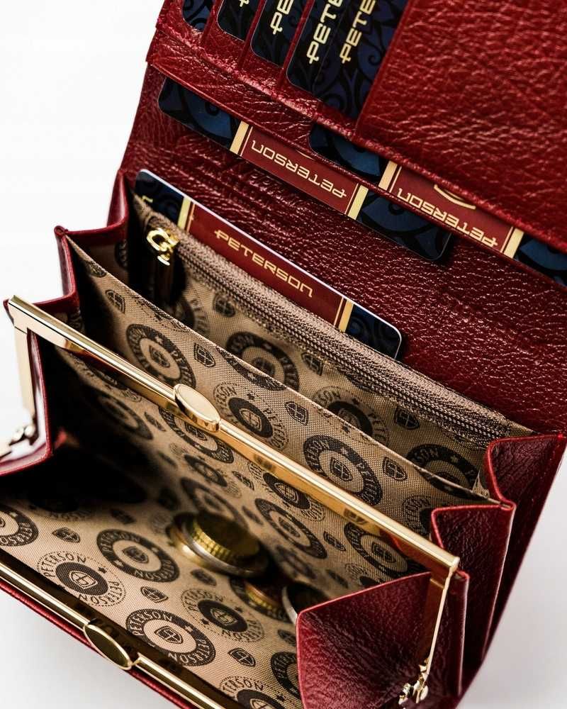 Nowy, skórzany, elegancki portfel damski ze wzorem wężowej skóry