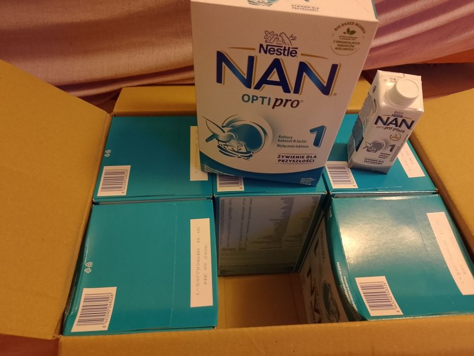 6x mleko Nan 1 i 9x200 ml buteleczki
