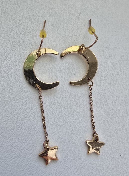 Kolczyki księżyce gwiazdki złote Sailor Moon fantasy galaxy