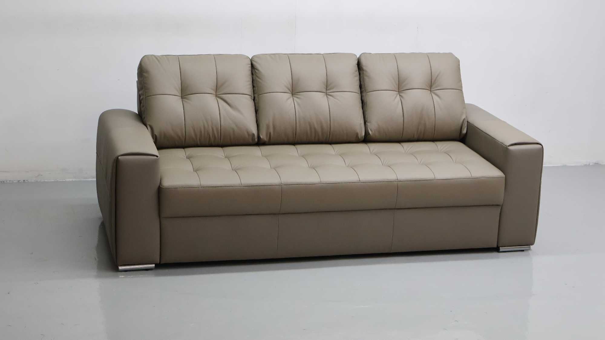 KOMPLET 3+2 sofy, kanapy, zestaw brązowa skóra naturalna madras 4119
