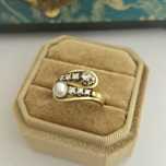 Retro pierścionek złoto perła 14 k  5.22 g brylanty 0.29 ct R15
