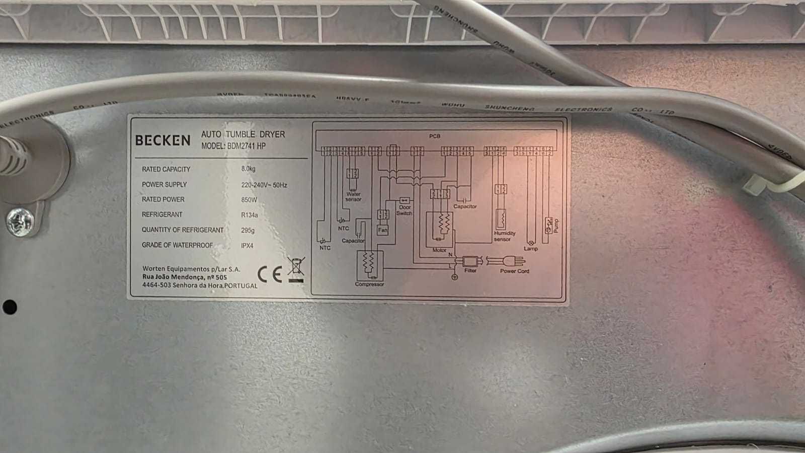 Máquina de secar roupa Becken 8Kg BDM2741 HP condensação (só secagem)
