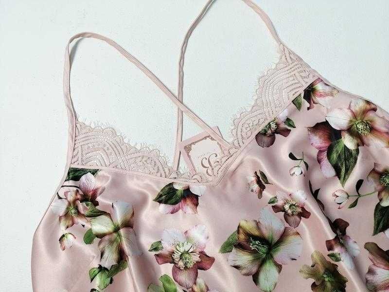 Новая ночная Атласная ночнушка с нежно-розовым  принтом Ted Baker