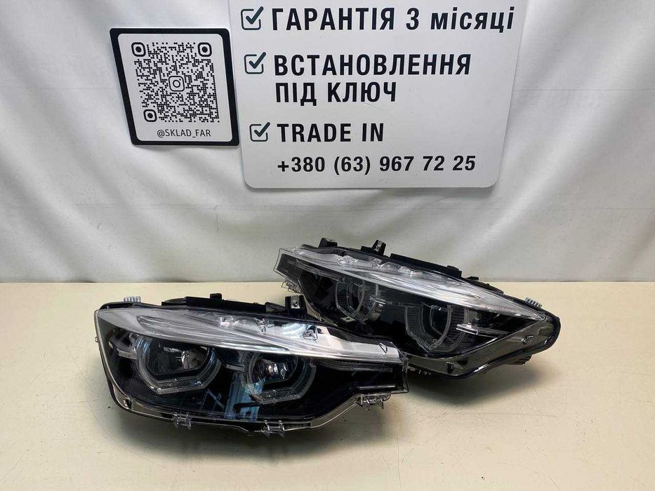 Фара фары BMW 3 F30 full led Shadow lci БМВ ф30 лед чорні trade-in