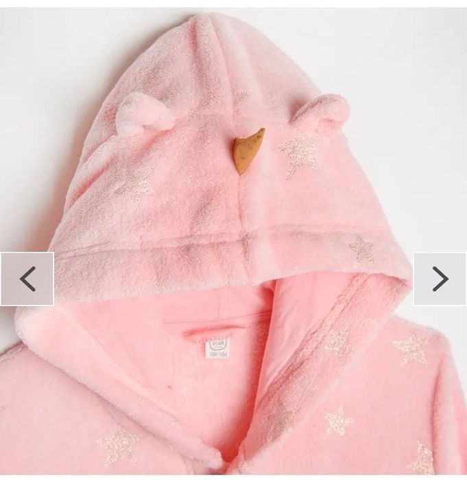 Szlafrok Smyk 134/140 rozowy zlote gwiazdki