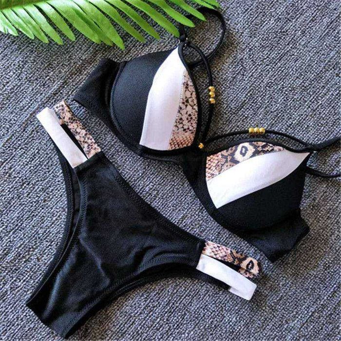 Bikini Preto Padrão Cobra - Tam. M, L ou XL - Novo