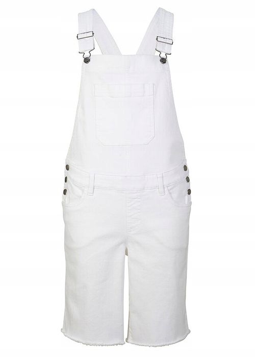 Jeansowe ogrodniczki białe krótkie 46.