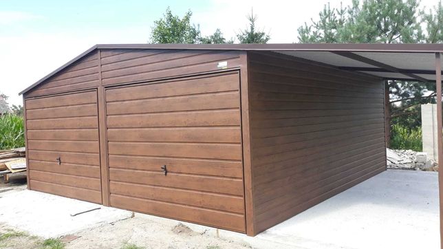 Garaż blaszany, drewnopodobny, akrylowy 4x5m, 6x6, 7x6m, 9x6m