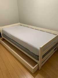 cama branca com cama-gaveta e dois colchões NOVOS