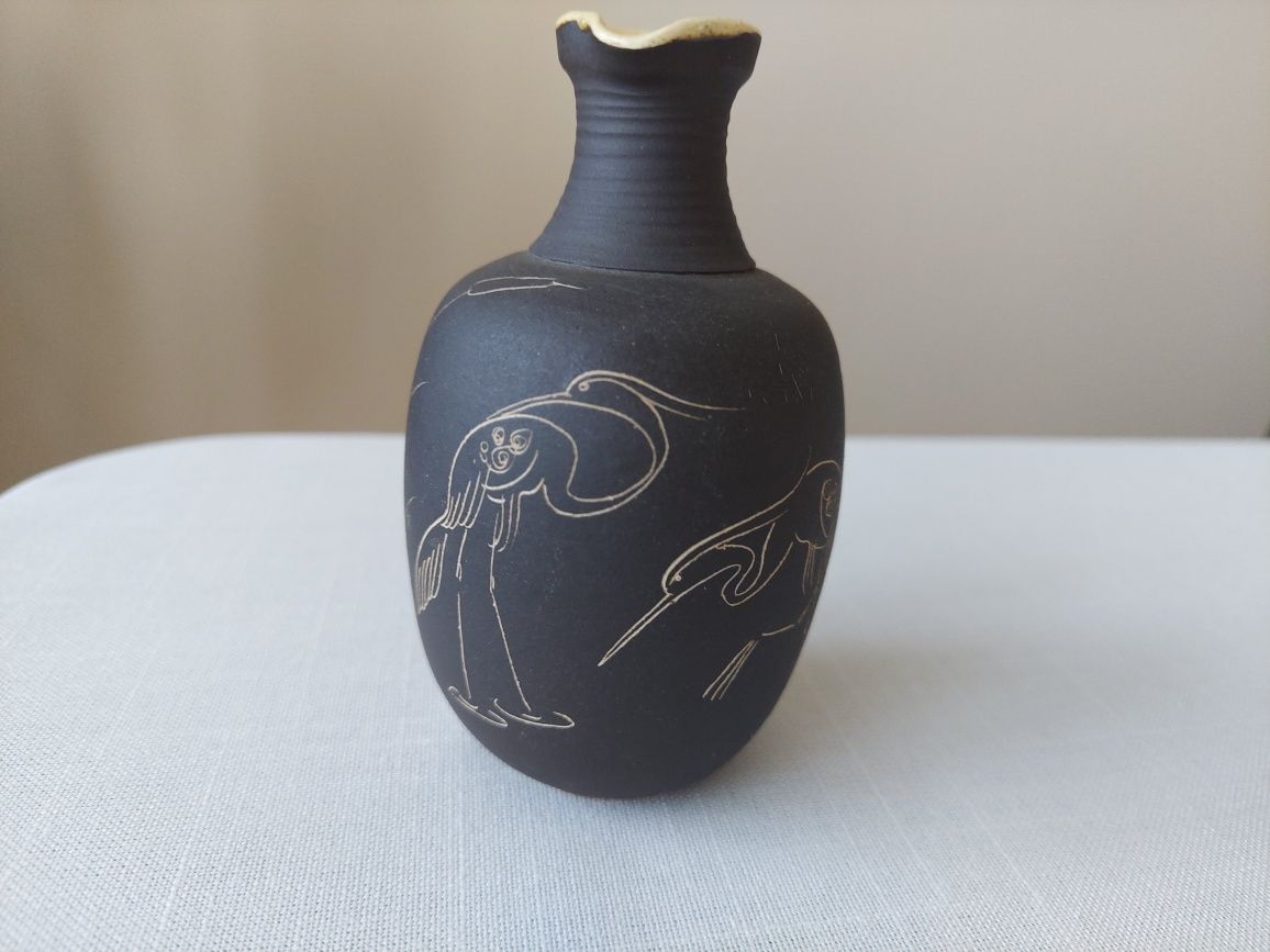 Wazon Ceramiczny Sgraffito - Żurawie- Azja