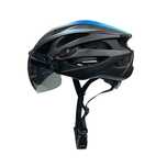 Sportowy kask rowerowy z przyłbicą czarno-niebieski rozmiar L 58–61 cm