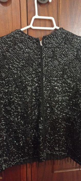 Top preto lantejoulas Vintage