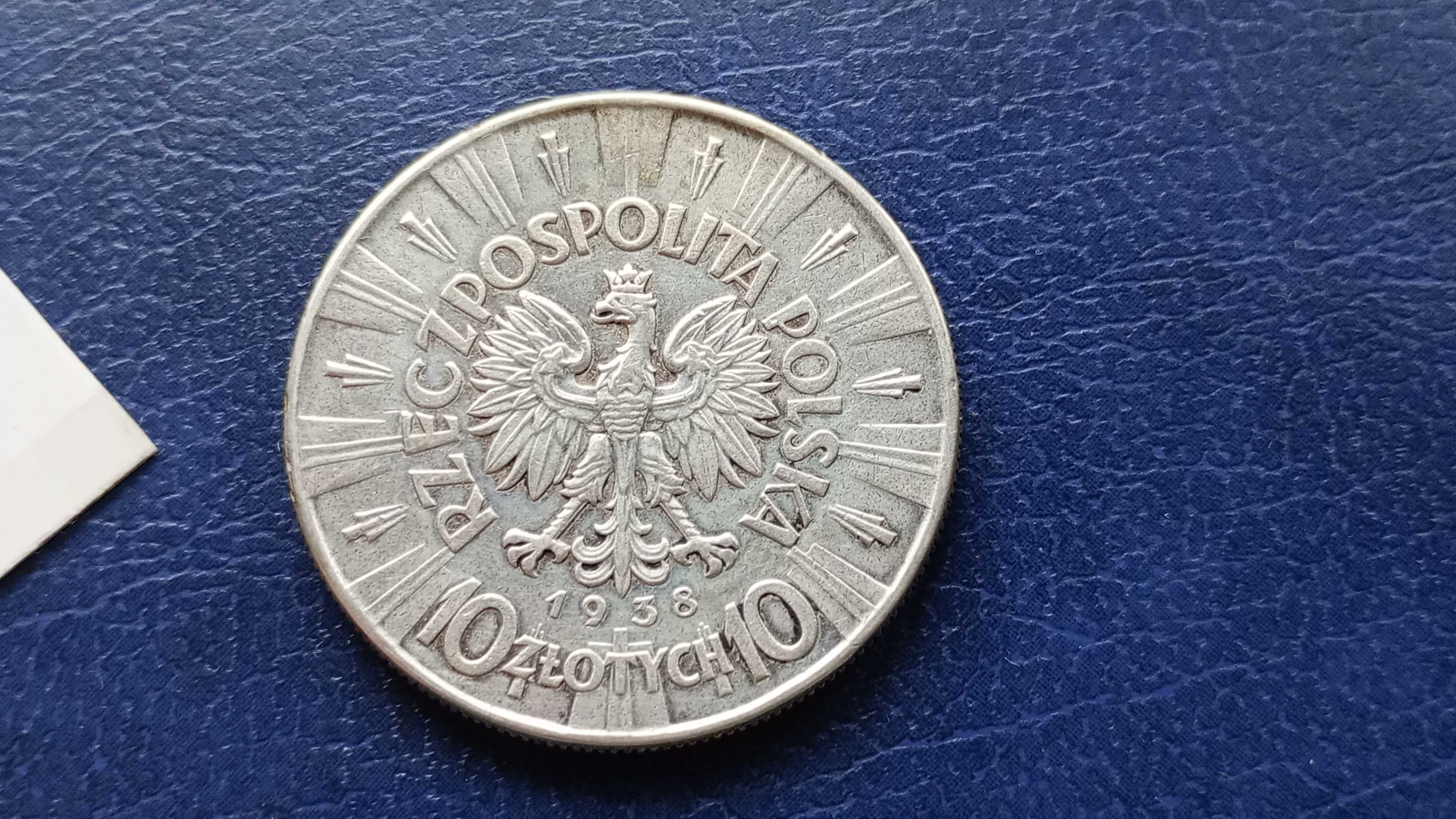 Stare monety 10 złotych 1938 Józef Piłsudski 2RP srebro