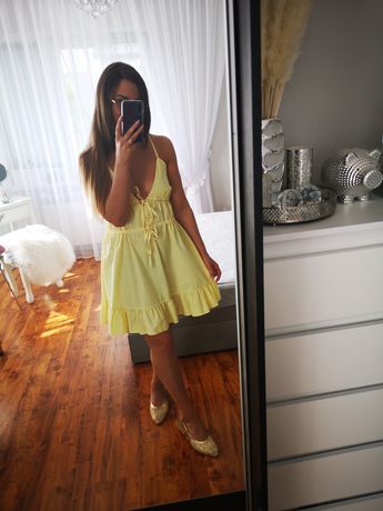 Sukienka żółta letnia Asos S 36 M 38