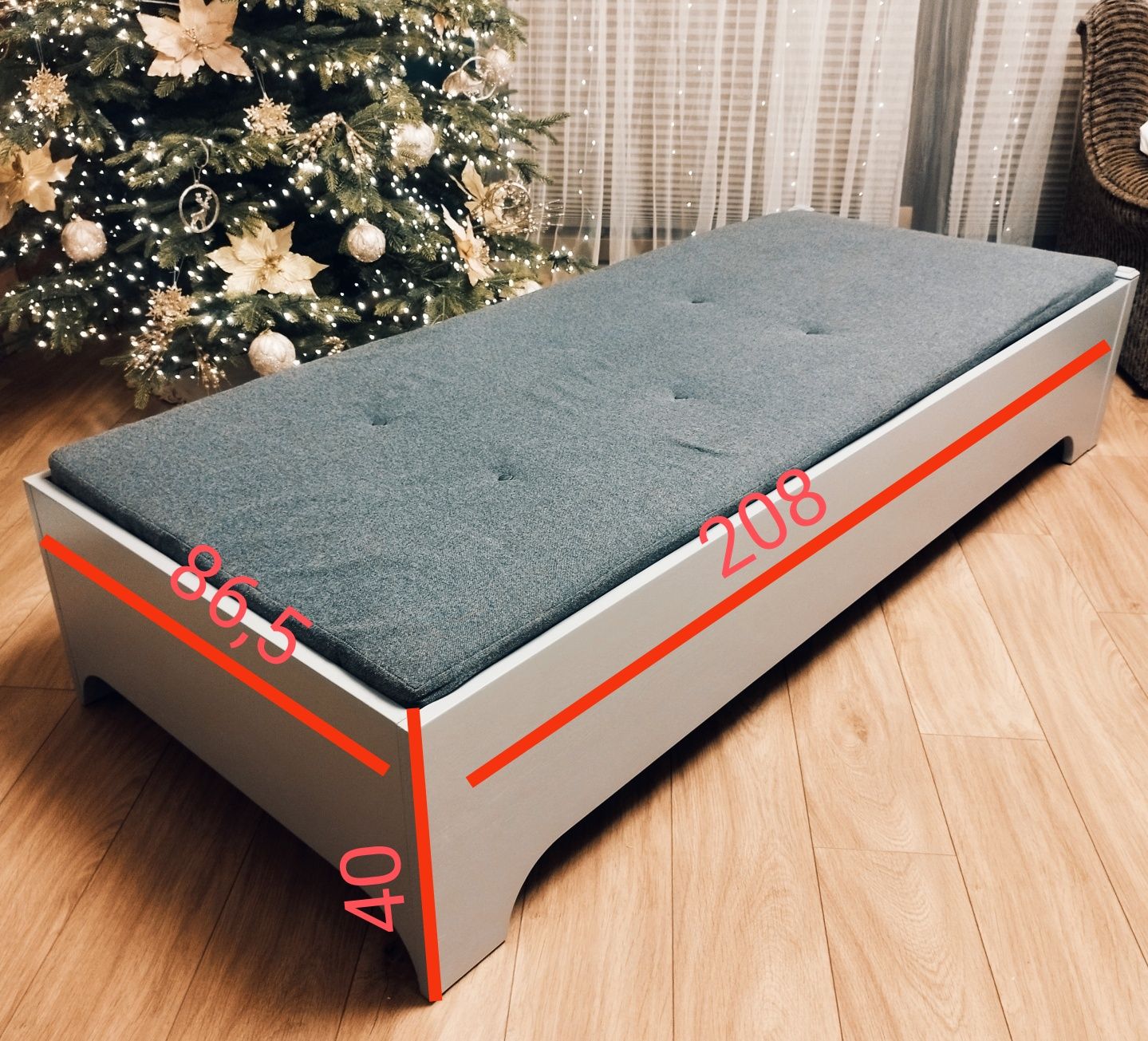 Łóżko + materac sprężynowy 80x200 szare
