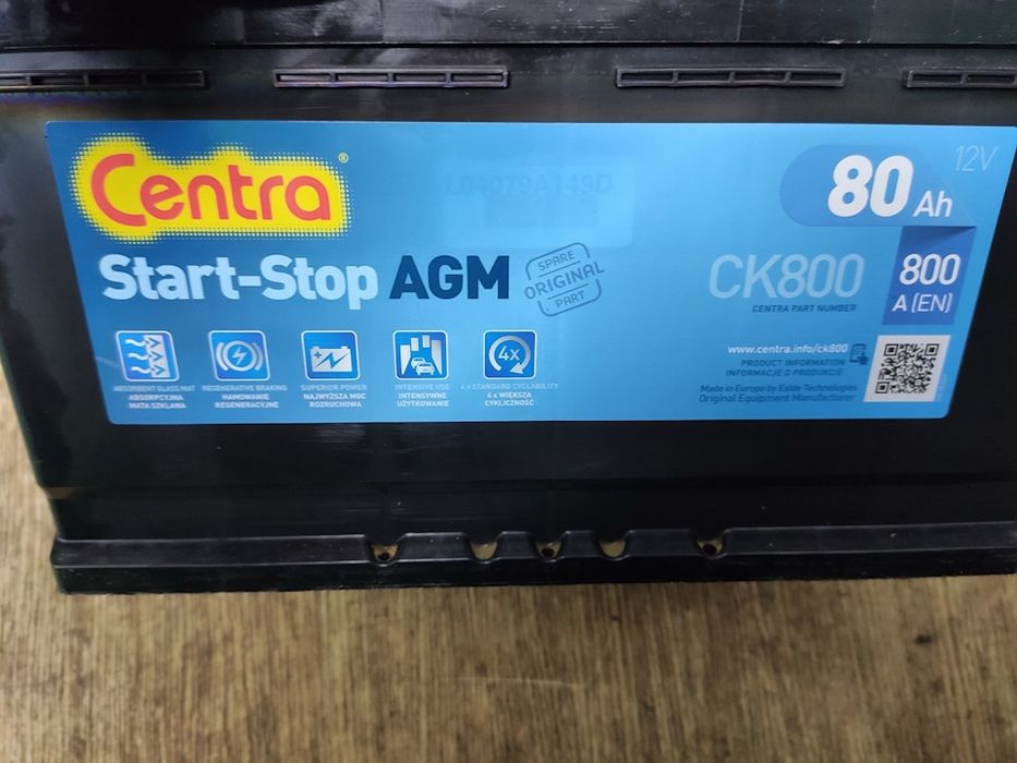Akumulator 80Ah 800A Centra CK800 AGM P+ Start Stop