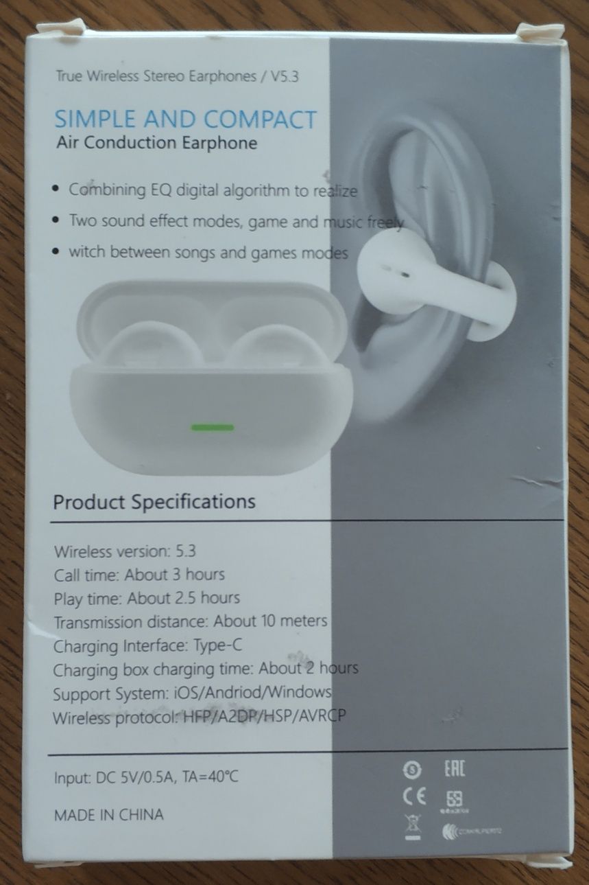 [2szt.] Słuchawki bezprzewodowe bluetooth BT douszne i naruszone.