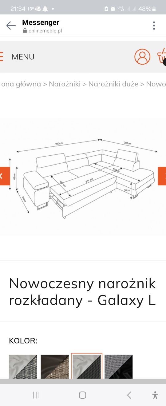 Narożnik z funkcją spania
