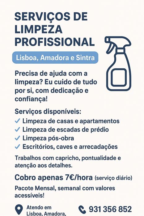 Faço todo o serviço de Limpezas