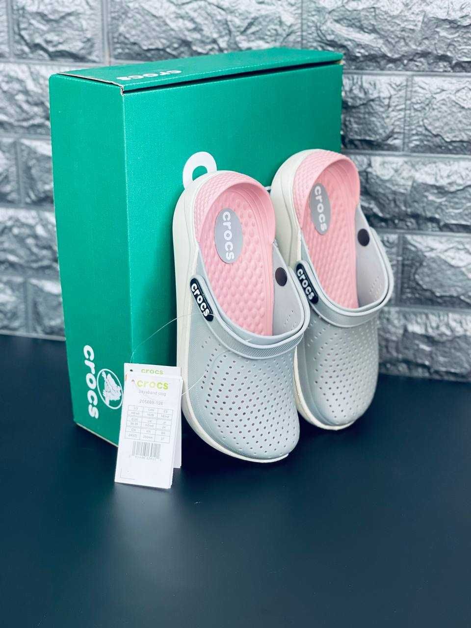 Шлепанцы Crocs LiteRide женские Повседневные Gray\Pink Хит сезона!