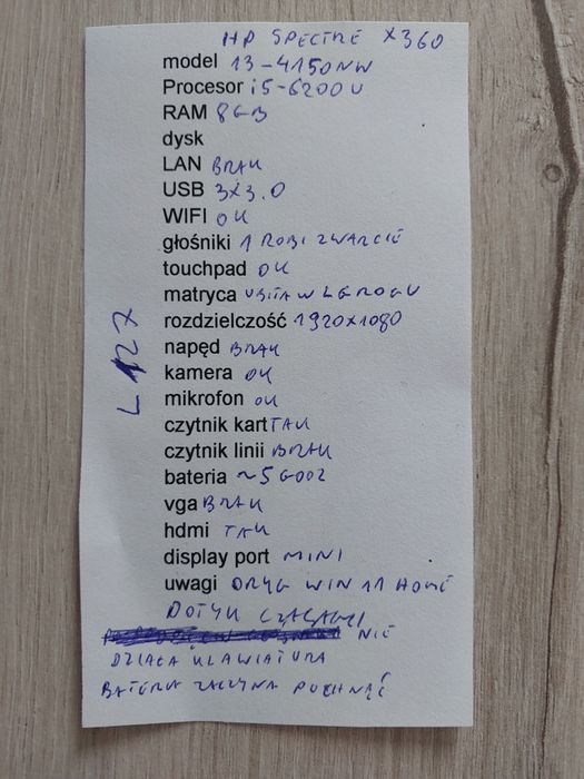 laptop HP Spectre x360 - 13-4150nw i5-6200U DOTYKOWY EKRA 8gb RAM