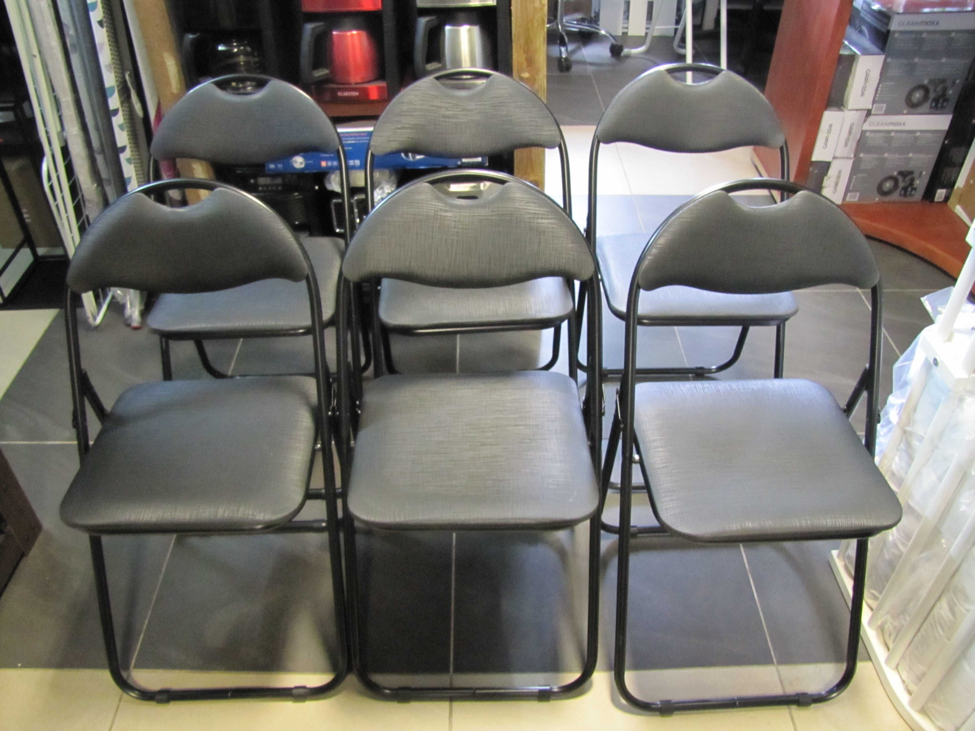 Haku Möbel 6 krzeseł składanych wyściełane oparcie czarny krzesło