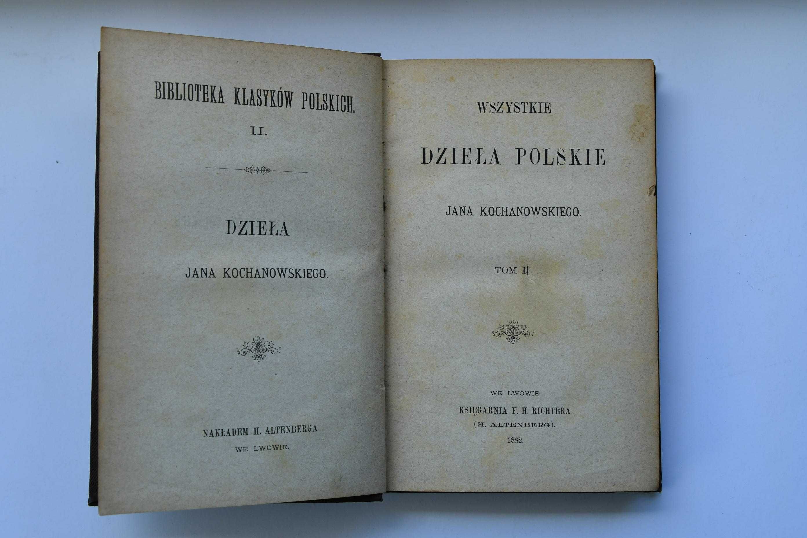 Biblioteka Klasyków Polskich Jan Kochanowski 1882