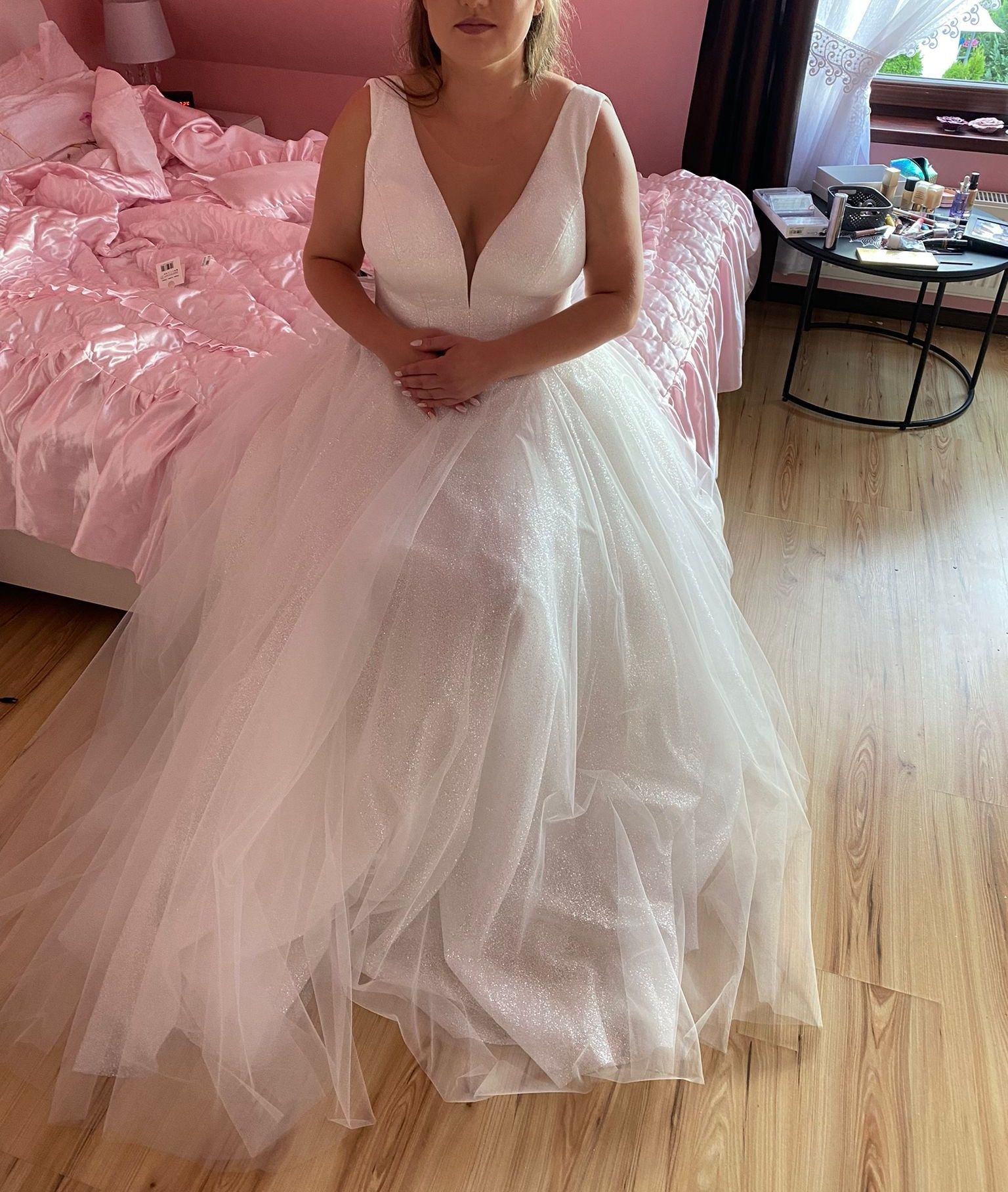 Suknia ślubna biała brokat błyszcząca księżniczka queen bridal 46