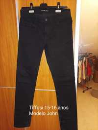 Calça Sarja preta 15-16 anos - Tiffosi - como novas