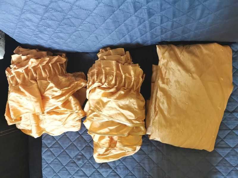 Ozdobna falbanka na karnisz, dekoracja okna pomarańczowa, złota