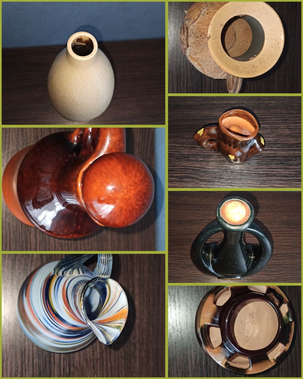 Кувшин ваза винтаж керамика стеклянный из кокоса