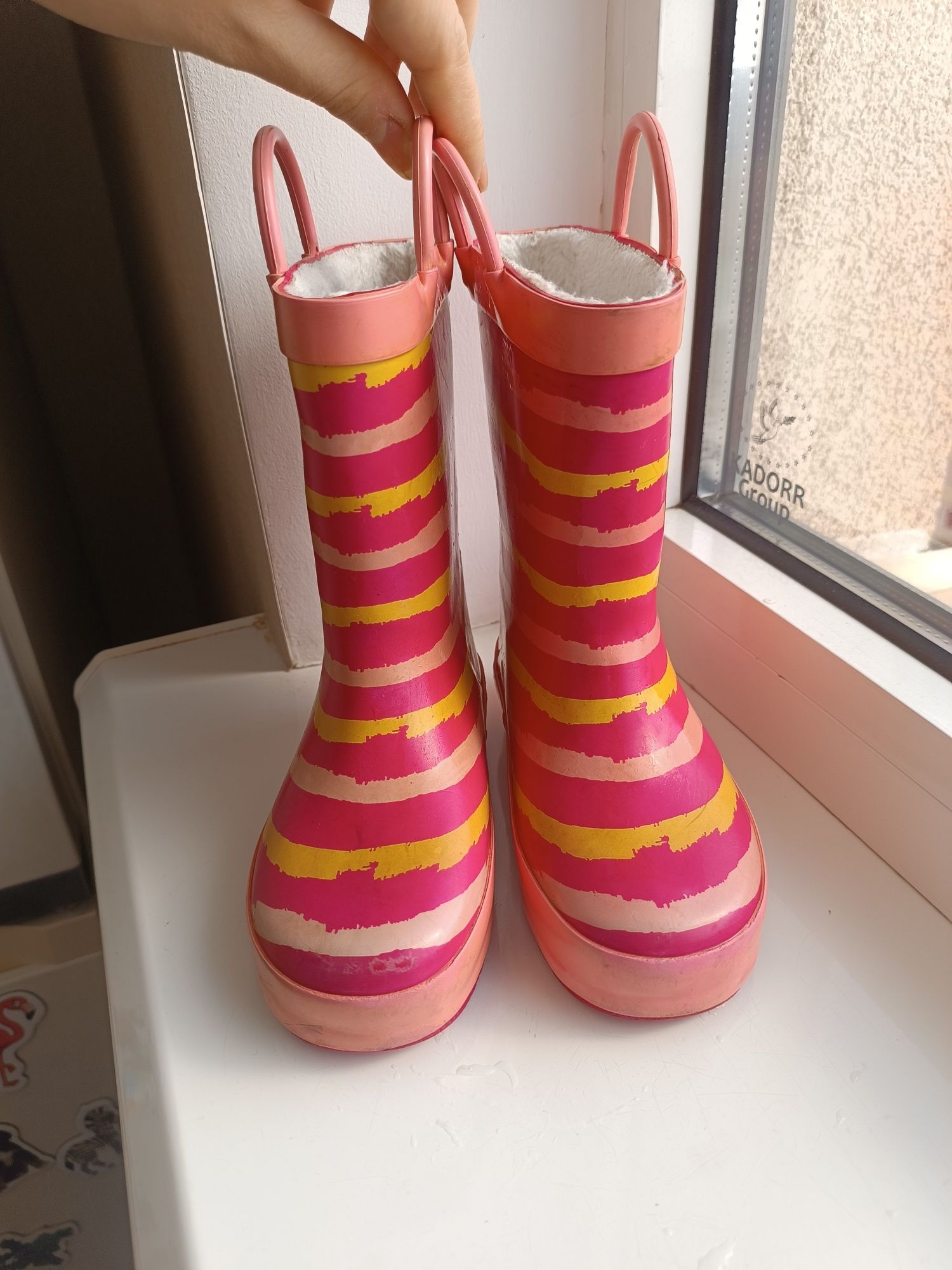 Резиновые сапожки 25 размер розовые ,гумові чобітки