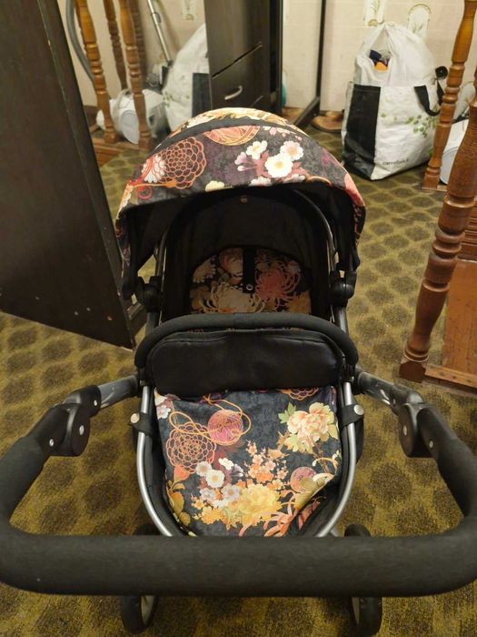 Візочок для ляльки трансформер розкладний (високий)