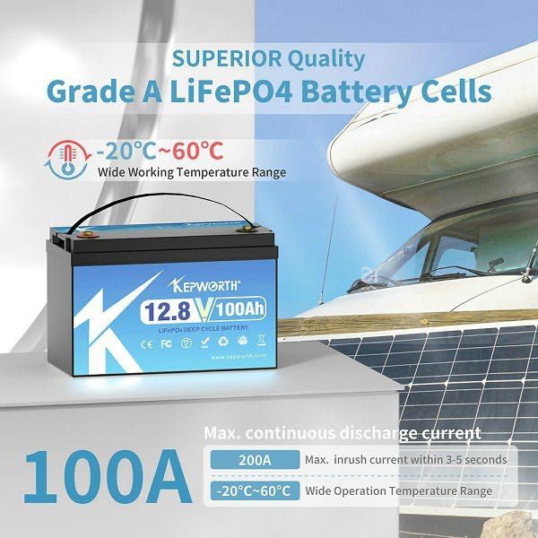 Акумулятор Kepworth LiFePO4 12V/100AH (1280W*h) 332mm + зарядка
