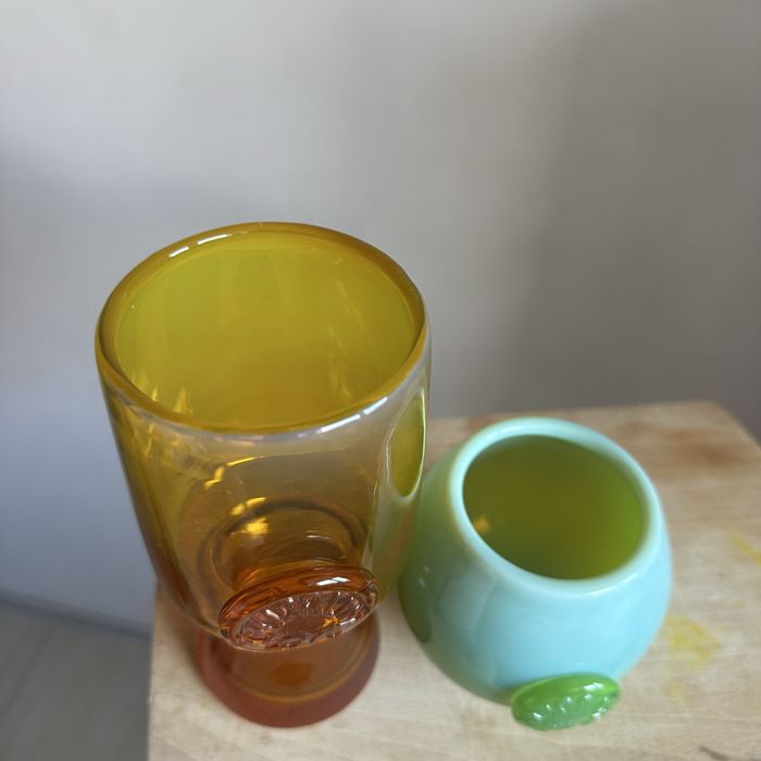 Wazon izolator kubek szklanka zbigniew horbowy sudety miodowy zielony