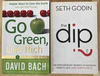 2 książki anglojęzyczne: The Dip, Seth Godin;Go Green,Live Rich D.Bach