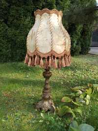 Przepiękna stara lampa z mosiądzu i skóry 87 cm