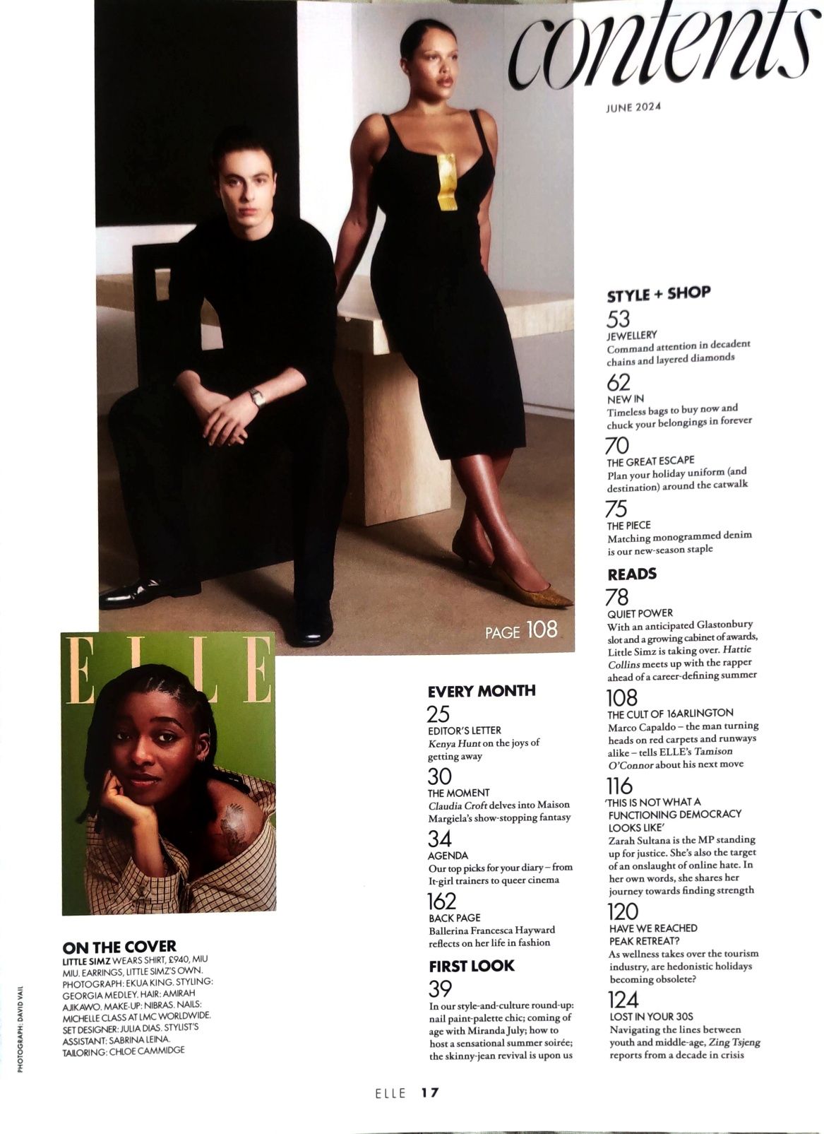 Magazyn ELLE UK 06/24 Little Simz Quiet Power aktywistka Moda styl kob