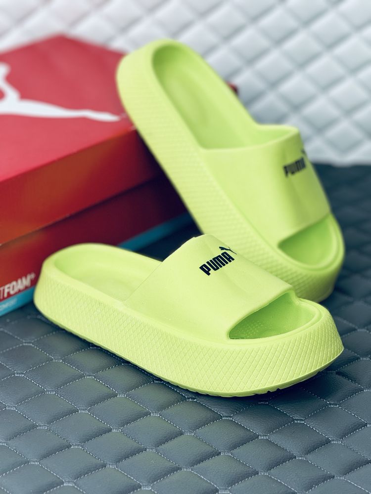 Женские салатовые шлёпанци Puma Lime Slide шлепки Пума салатовые